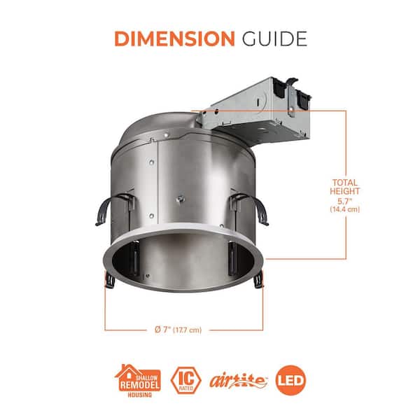 1-Pack H2750 6 in. Aluminum LED Recessed Lighting Housing for Remodel Shallow Ceiling, T24, Insulation Contact, Air-Tite