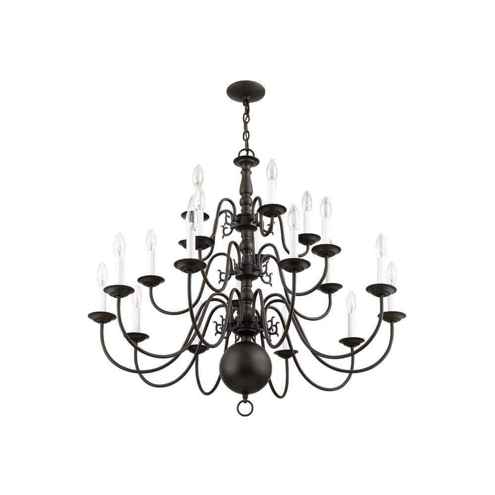Bronze 36-Inch 20-Light Candelabra Chandelier