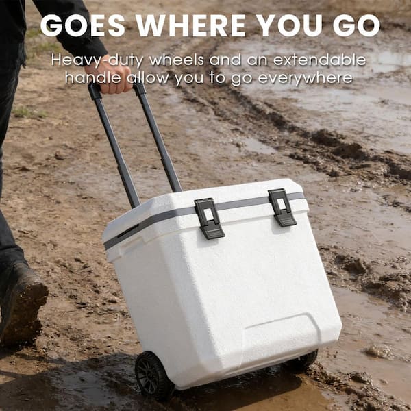 TMWINGS 38 qt. Rolling Chest Cooler with Handle in White BWX-1