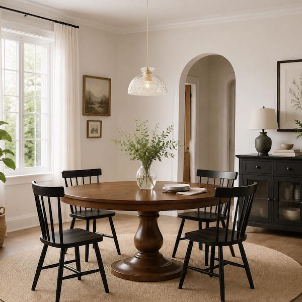 1-Light Modern Brass Bowl Clear Hammered Glass Shade Pendant Light for Kitchen Island Dining Room