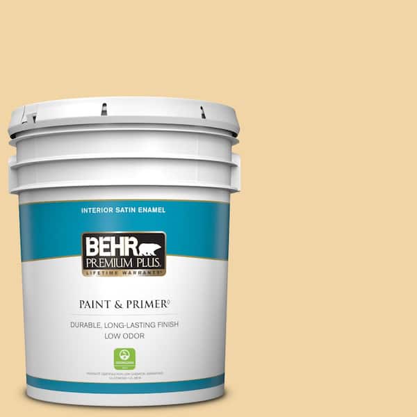 BEHR PREMIUM PLUS 5 gal. #PMD-93 Garbanzo Bean Satin Enamel Low Odor Interior Paint & Primer