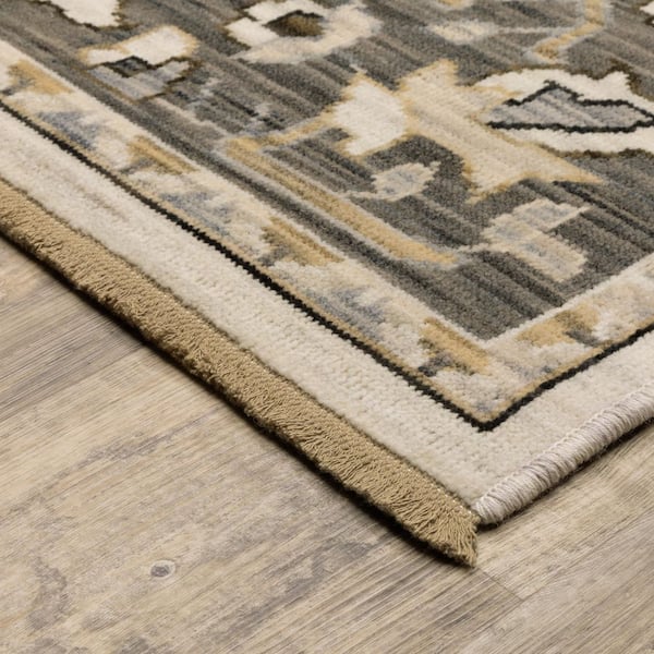 Amara 2 ft. x 10 ft. Beige/Grey Oriental Area Rug