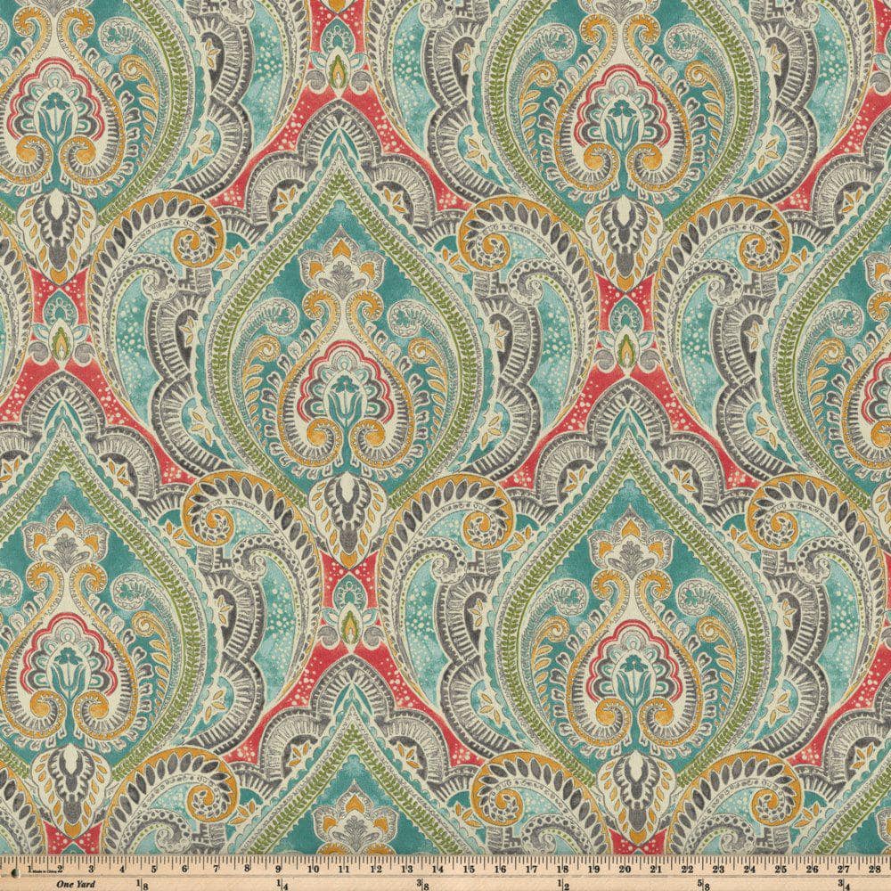 Paisley Multicolor Square Outdoor Throw Pillow Set