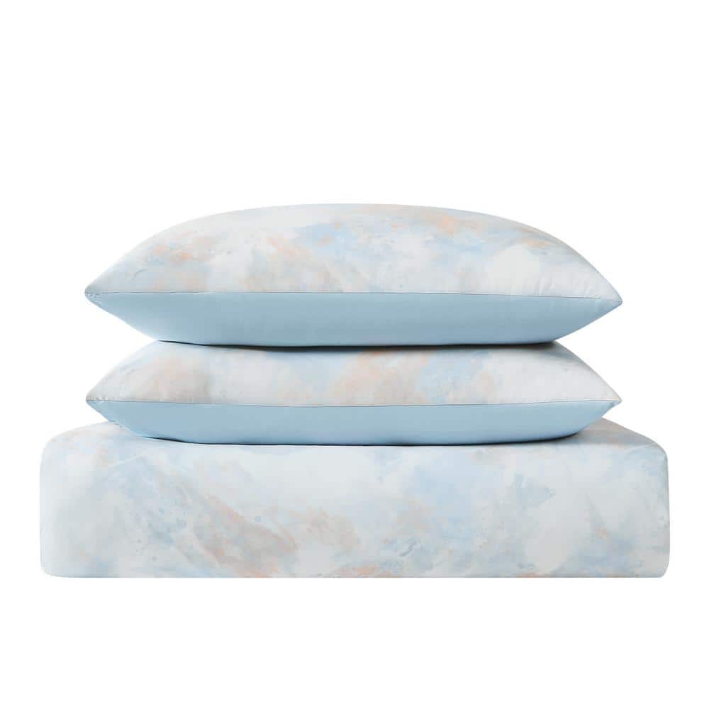 Twin White and Blue Microfiber Reversible Comforter Set