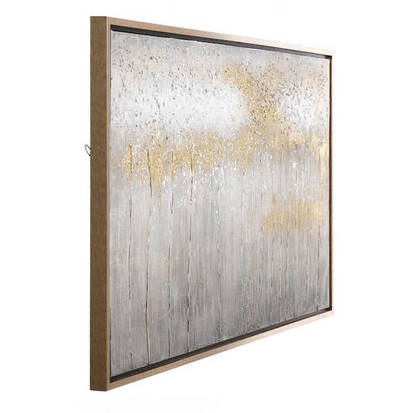 StyleCraft - Contemporary Abstract Gold Wood Framed Canvas Wall Art