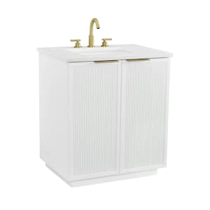 Addison 30 in. W Bath Vanity in White with Engineered Stone Top in Ariston White with White Sink