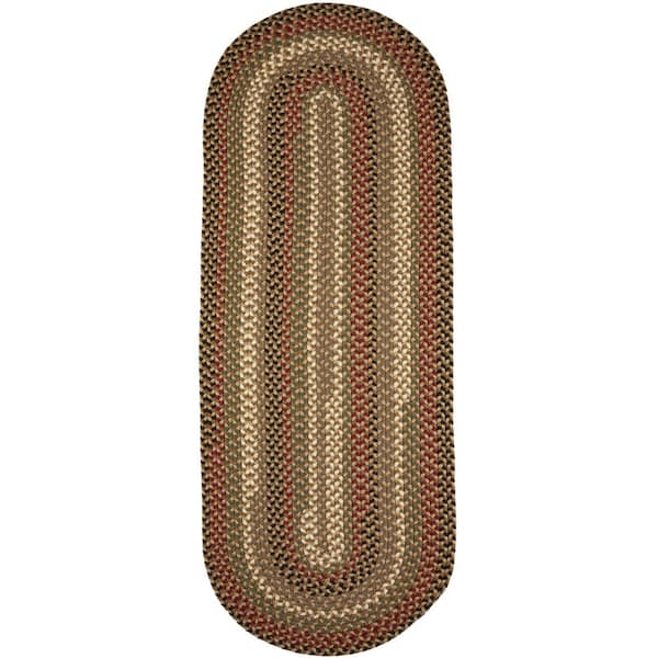 Rhody Rug Country Medley Natural Earth 2 ft. x 8 ft. Indoor/Outdoor Braided Runner Rug