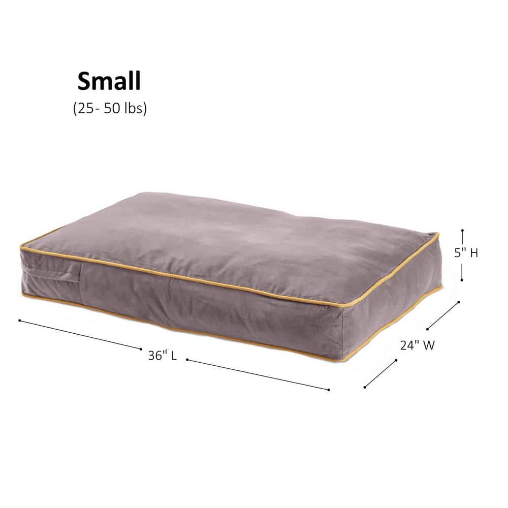 Small Smoke Gray Microfiber Rectangle Dog Bed