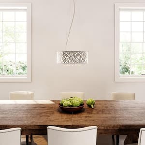 Alara 7-Light Mirrored Stainless Steel Pendant with Laser Cut Mirrored Shade and Crystal Drops