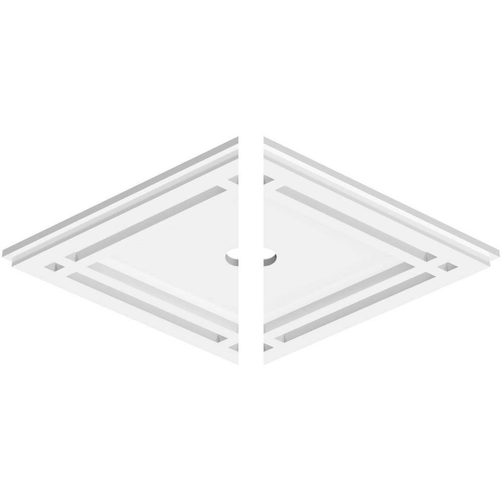 18"W x 12"H x 1"ID x 6 1/4"C x 1"P Diamond Architectural Grade PVC Contemporary Ceiling Medallion, Two Piece