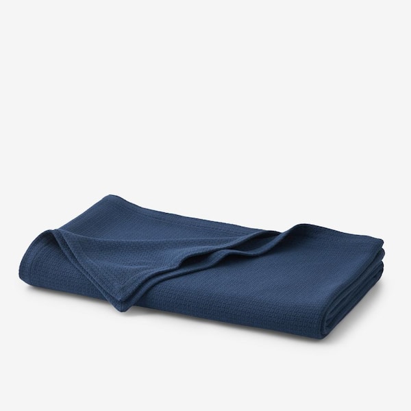 Cotton Weave True Navy Solid Full/Queen Woven Blanket