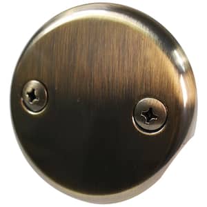 Universal 2-Hole Overflow Faceplate in Antique Brass