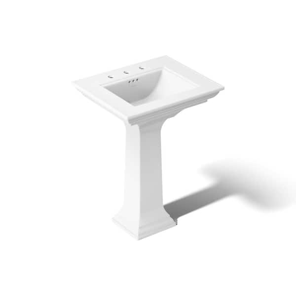 Memoirs Stately Ceramic Pedestal Bathroom Sink Combo in White with Overflow Drain