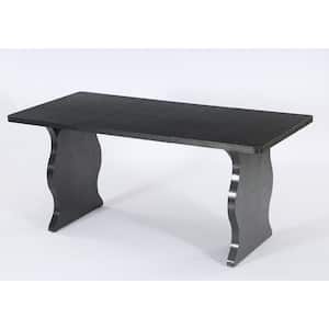 Halseey 63 in. Rectangular Black Wood Executive Desk, Large Black Computer Desk Conference Table for Home Office