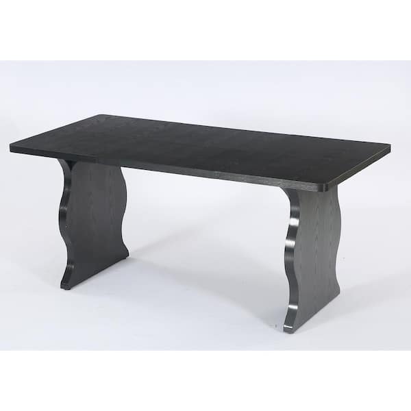 TRIBESIGNS WAY TO ORIGIN Halseey 63 in. Rectangular Black Wood Executive Desk, Large Black Computer Desk Conference Table for Home Office