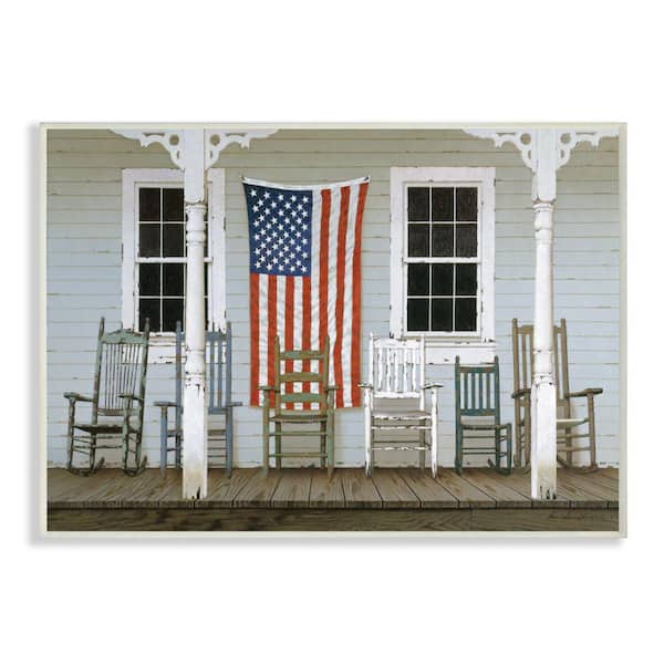 Stupell Industries "Distressed Rocking Chair Porch Americana Painting" by Zhen-Huan Lu Unframed Country Wood Wall Art Print 10 in. x 15 in.