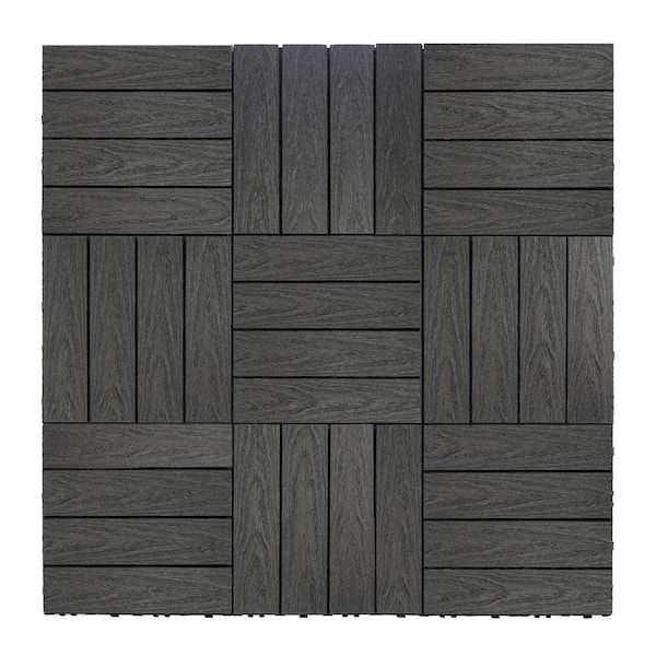 NewTechWood UltraShield Naturale 1 ft. x 1 ft. Quick Deck Outdoor Composite  Deck Tile in Hawaiian Charcoal (10 sq. ft. Per Box) US-QD-ZX-CH - The Home  Depot