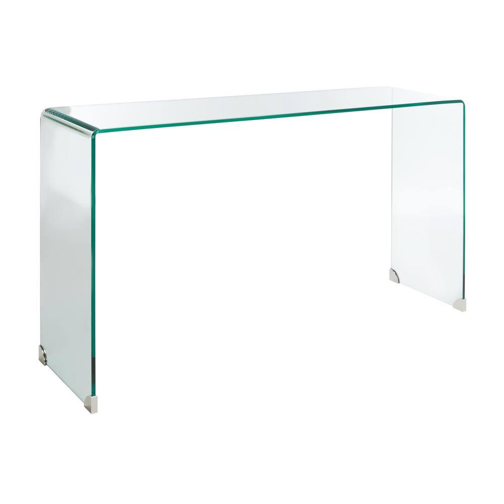 Huck Clear Tempered Glass Console Table with Rounded Corners