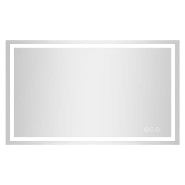 36 in. W x 60 in. H Frameless LED Mirror Anti-Fog Dimmable 3-Color Shatterproof Wall Mounted Bathroom Vanity Mirror