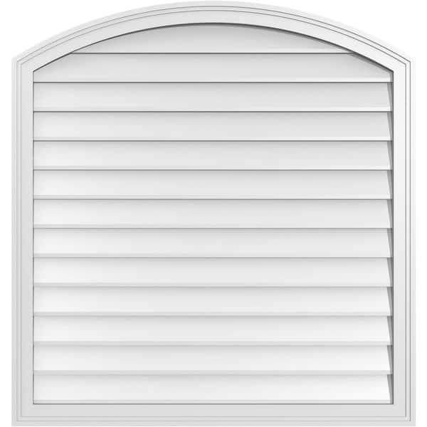 Ekena Millwork 38" x 40" Arch Top Surface Mount PVC Gable Vent: Functional with Brickmould Frame