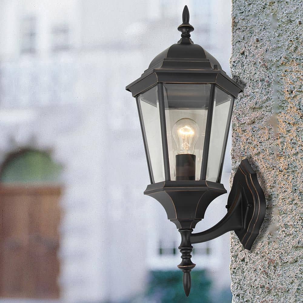 Imperial Black Dimmable Outdoor Wall Lantern with Clear Glass