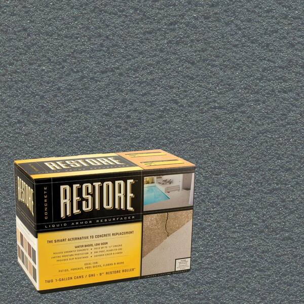 Restore Concrete Liquid Armor Resurfacer 2 Gal. Kit Water Based Gray Exterior Coating