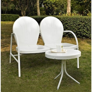 Griffith 2-Piece Metal Outdoor Conversation Seating Set - Loveseat and Table in White