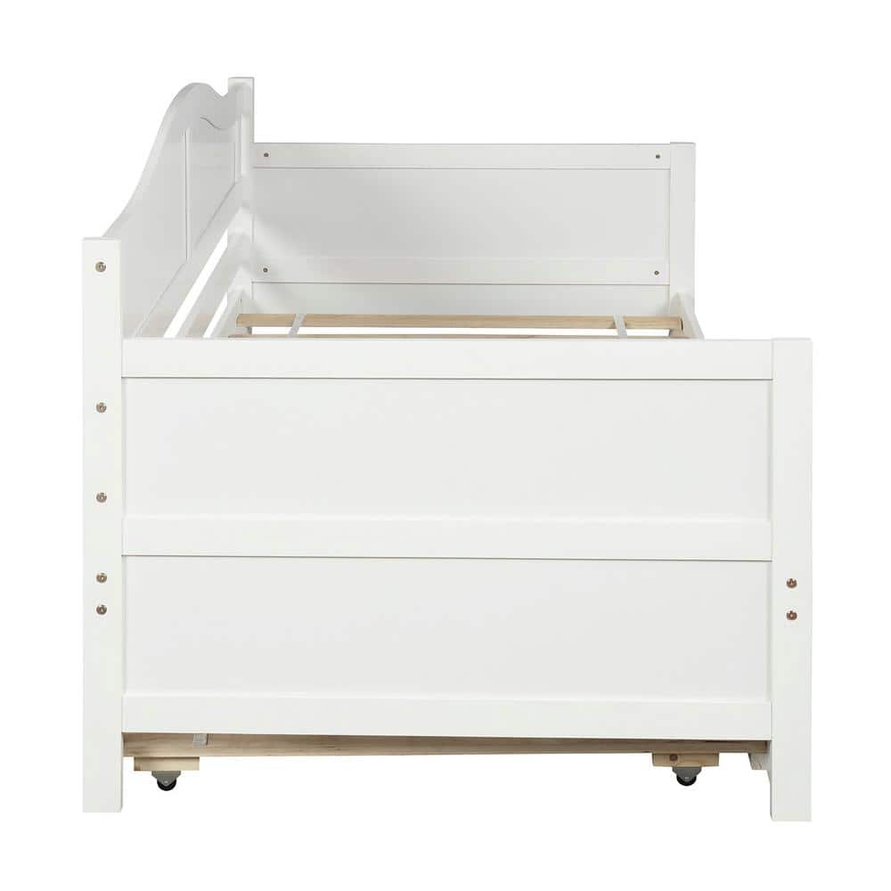 White Twin Wood Daybed with Trundle and Storage