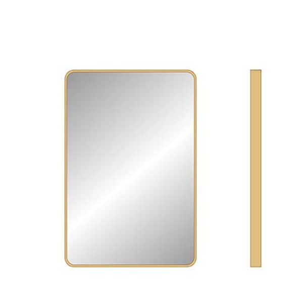 Cesicia 20 in. W x 28 in. H Aluminum Rounded Corner Rectangular Framed for Wall Decorative Bathroom Vanity Mirror in Gold