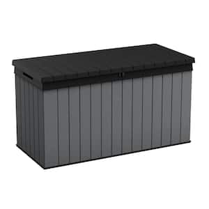 Darwin 150 Gal. Large Resin Deck Box for Patio Garden Furniture, Outdoor Storage Container, Grey