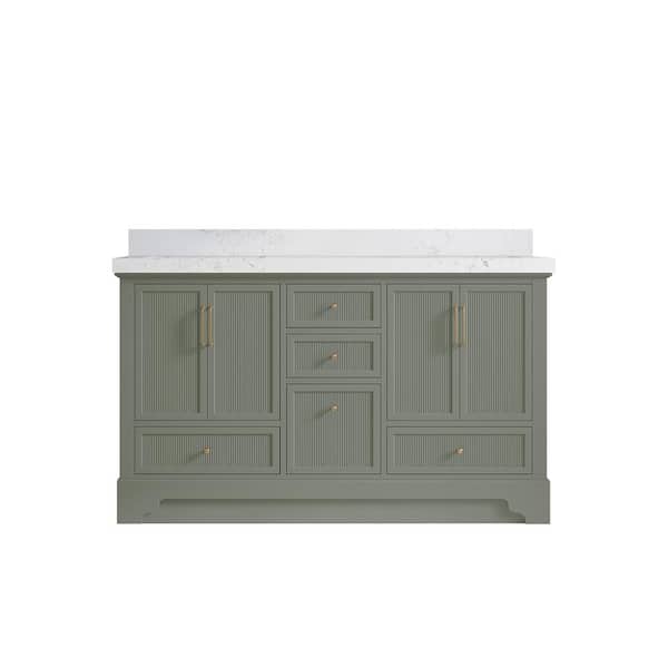 Willow Collections Alys 60 in. W x 22 in. D x 36 in. H Double Sink Bath Vanity in Evergreen with 2 in. Empira Quartz Top