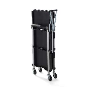 3-Shelf Collapsible 4-Wheeled Resin Multi-Purpose Utility Cart in Black/Gray