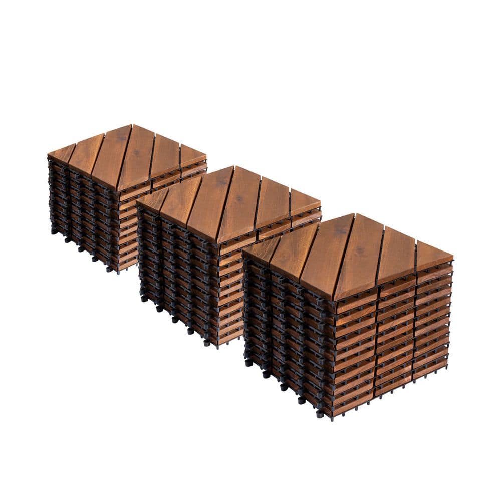 1 ft. x 1 ft. Acacia Wood Checker Pattern Square Interlocking Diagonal Pattern Flooring Deck Tile in Brown(27 per Set) price history on PriceWatchPro