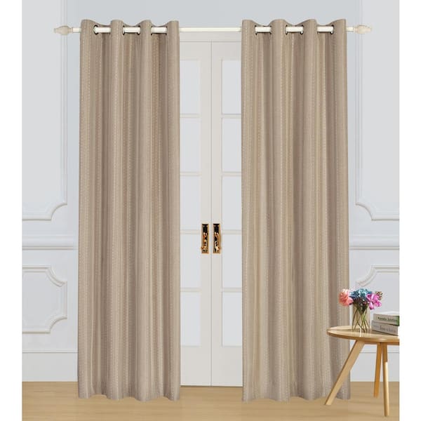 Lyndale Decor Taupe Polyester Jacquard 54 in. W x 95 in. L Thermal Grommet Blackout Curtain
