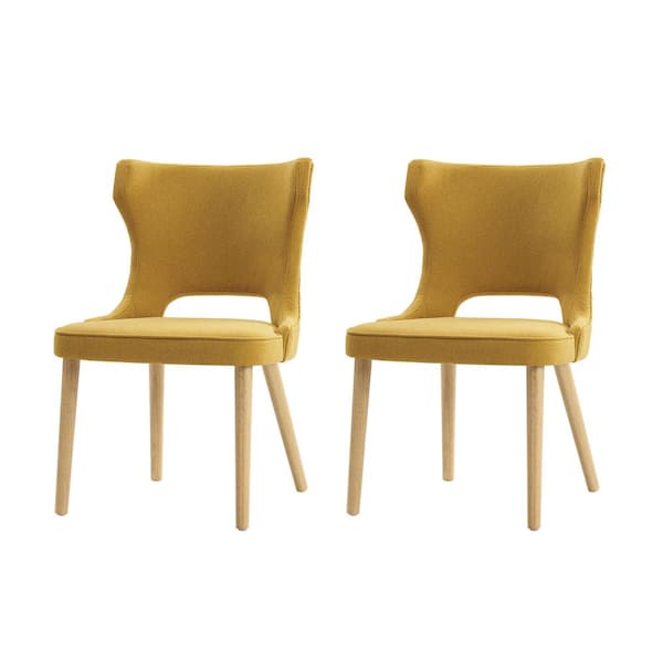 JAYDEN CREATION Sofia Mustard Mid-century modern Dining Chair with Solid Wood Legs Set of 2