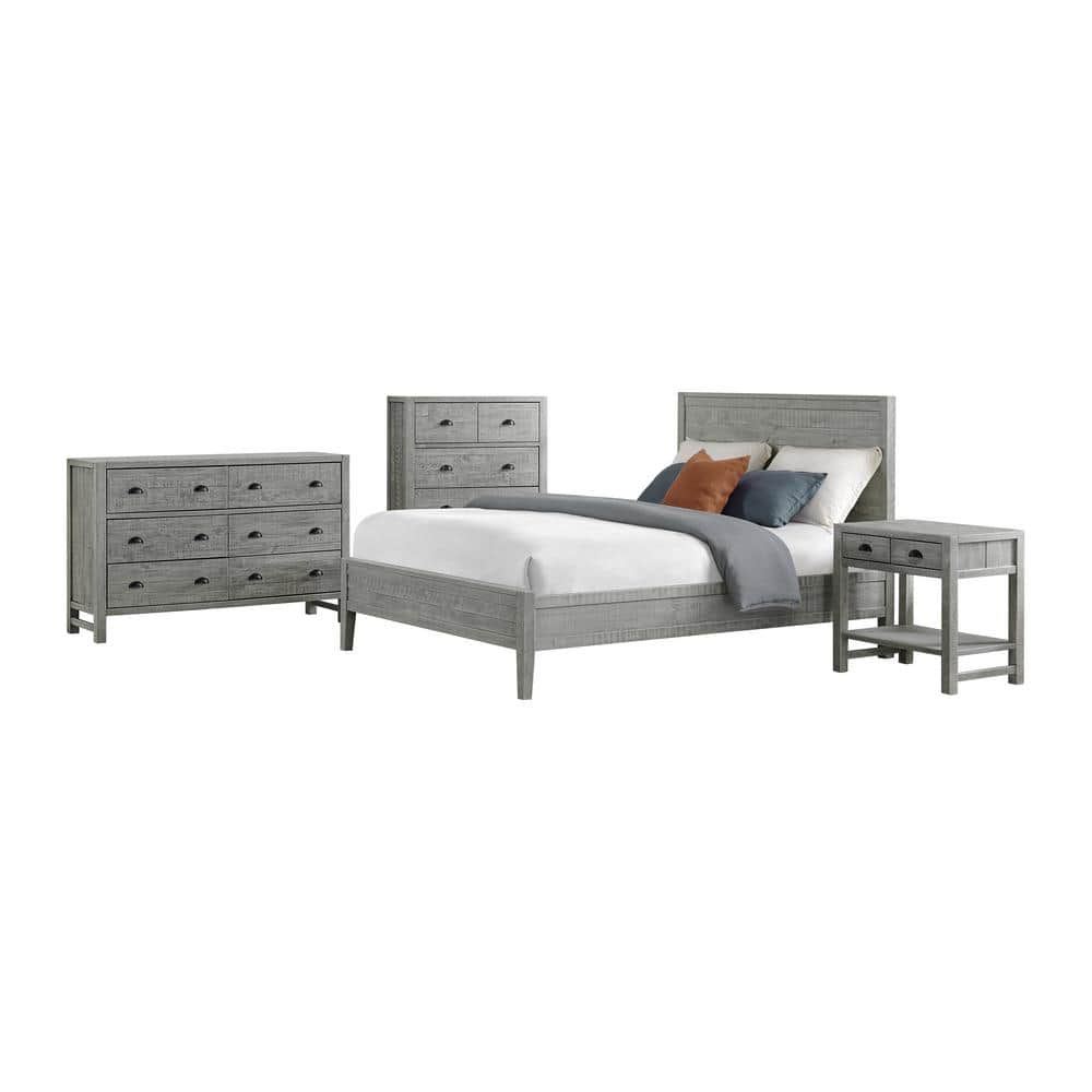 Alaterre Furniture Arden 4-Piece Wood Bedroom Set w/Queen Bed, 2-Drawer ...