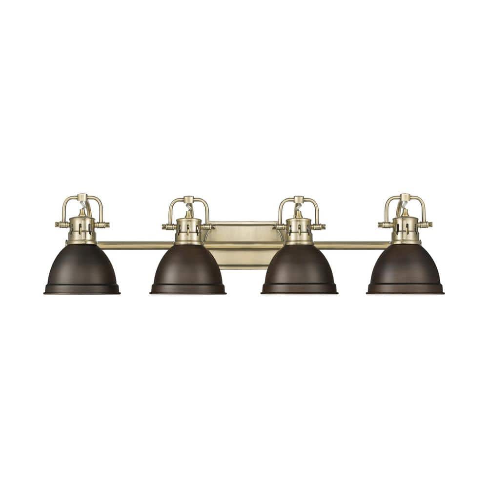Duncan 8.25 in. 4-Light Aged Brass Vanity Light with Bronze Shade price history on PriceWatchPro