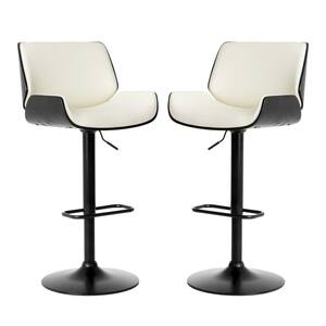 Glitzhome 45.75 in. H Mid-Century Modern White PU and Black