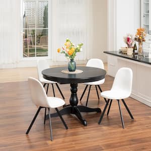 Sunflower Beige Fabric Upholstered Swivel Dining Chairs with Black Geometric Legs, Adjustable Feet, High Back Set of 4