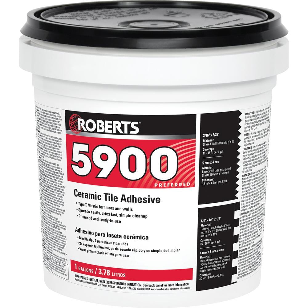 917952 Roberts Beige 1 gal. Vinyl Composition Tile Adhesive, 24 to 48 hr.  Curing Time, 1 EA