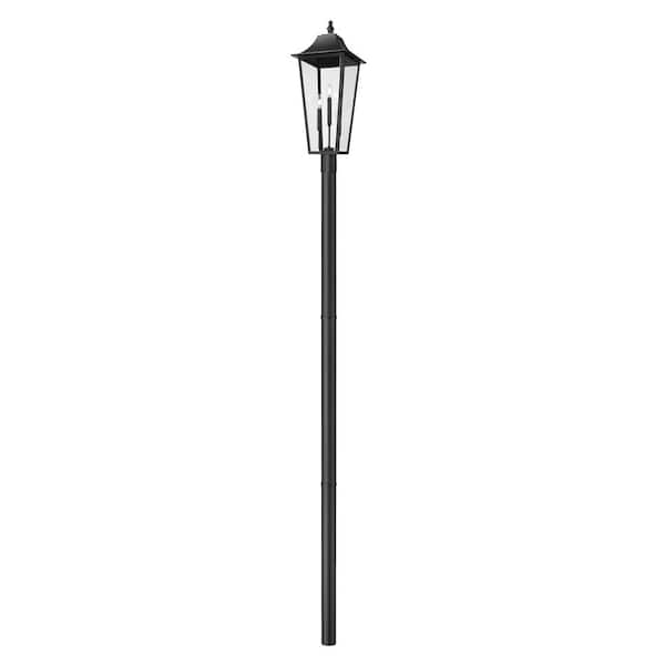 Filament Design Gannon 3-Light Black Stainless Steel Hardwired Outdoor Marine Grade Post Light Set with no bulbs included