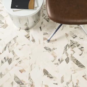 Saroshi Calacatta Rustico 11.02 in. x 11.22 in. Polished Porcelain Floor and Wall Mosaic Tile (0.85 sq. ft./Each)