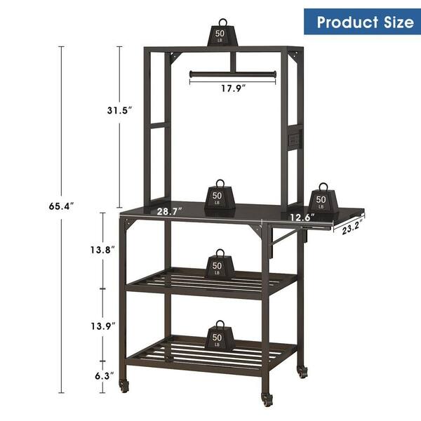 IDEAGLE Black 65.4 in. H Heavy Duty 3D Printer Table Stand with