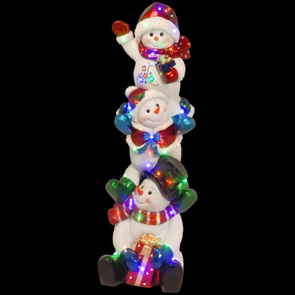 National Tree Company 61 in. Pre-Lit Stacked Snowmen Decoration