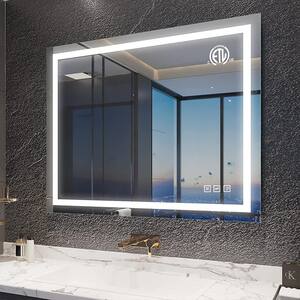 Classic 40 in. W x 32 in. H Rectangular Frameless Anti-Fog LED Light Wall Bathroom Vanity Mirror Front Light