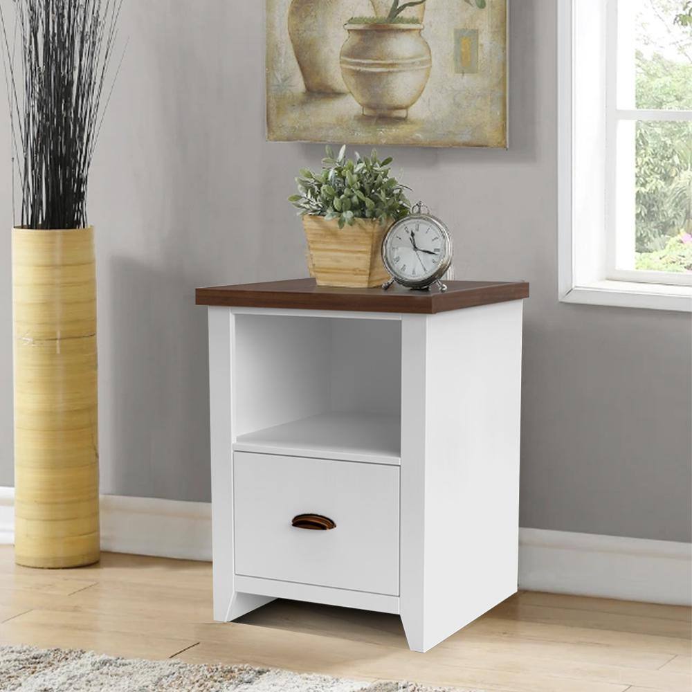 Bridgevine Home Hampton 21 in. Fully Assembled Barnwood/White Square