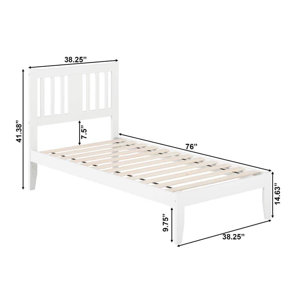 Tahoe Mission-Style Twin Bed with USB Charger in White