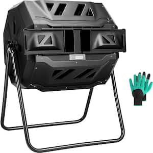 Outdoor Black 43 Gal. Dual Chamber Compost Tumbler