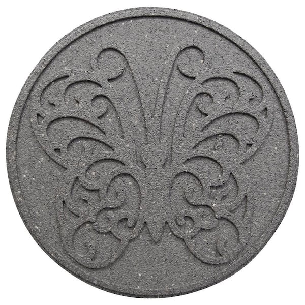 Envirotile 18 in. x 18 in. x 0.75 in. Rubber Reversible Butterfly Gray Stepping Stone (4-Pack)