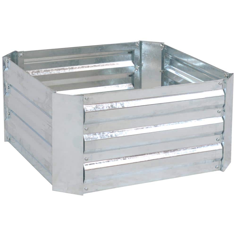 24" Square Galvanized Steel Raised Garden Bed in Silver